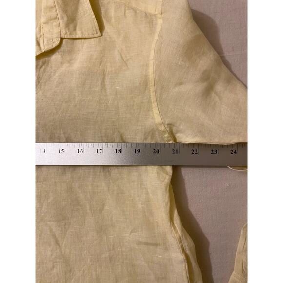 Uniqlo Women's Size Large Linen Button Up Shirt‎ Blouse Yellow - Picture 5 of 7